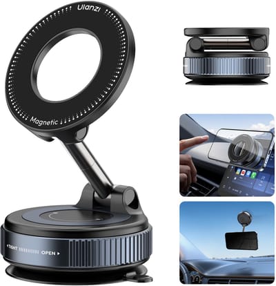 Ulanzi SK-25 MagMount Telefoonhouder met Zuignap - Magnetisch & MagSafe Compatibel - Krachtige Zuignap voor Auto & Bureau - Kunststof en Aluminium - Zwart