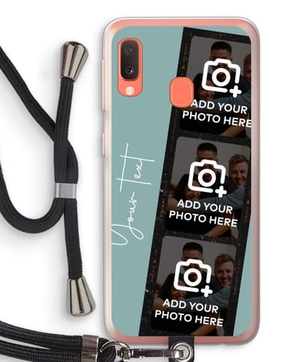 Gepersonaliseerd - Case Company® - Hoesje met koord geschikt voor Samsung Galaxy A20e hoesje met Koord - Filmrol N°1 - Telefoonhoesje met Zwart Koord - Bescherming aan alle Kanten en Over de Schermrand
