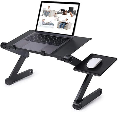 Jurrys Laptop Standaard - Desktopstandaard - Laptoptafel - Laptop verhoger - Opvouwbaar - Antislip - Aluminium - Zwart - 42×26 cm