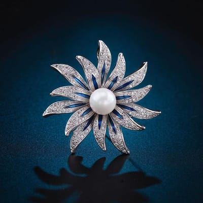 Zonnebloem Broche Hoge -End Temperament Grote Broche Vrouwelijke Halslijn Pin Vast Kleding Anti -Glinstering Creatieve Honderd Accessoires blue