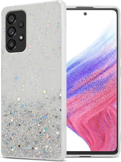 Cadorabo Hoesje geschikt voor Samsung Galaxy A53 5G in Transparant met Glitter - Beschermhoes van flexibel TPU silicone met fonkelende glitters Case Cover Etui