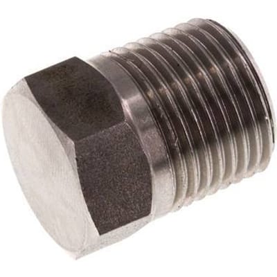 3/8'' NPT Buitendraad RVS Plug met Buitenzeskant 210 Bar - FL1-M-S-038N-E