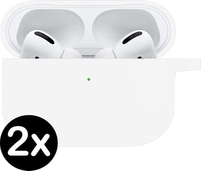 Hoesje - 2 Stuks - Geschikt voor Apple Airpods Pro - Siliconen Hoes met Clip - Silicone Case Cover - Transparant