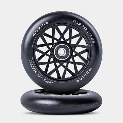 Reservewielen Stuntstep 110mm - Aluminium PU Wielen met ABEC-9 Lagers (2 stuks, Zwart)