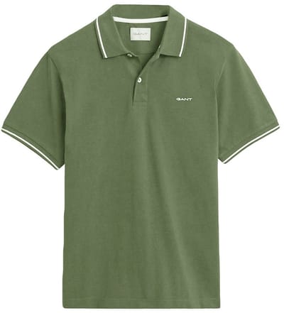 GANT heren polo shirt pique tipping groen