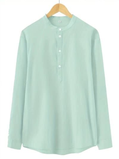 Livano Linnen Blouse Heren - t shirt - Polo - Overhemd - Shirt - Zomer - Ibiza Stijl - Groen - Maat S