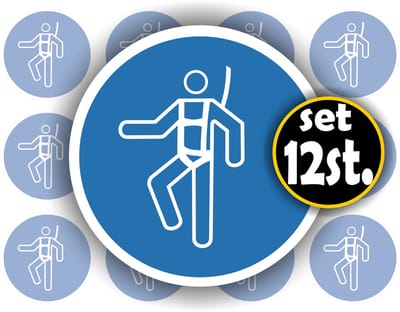 Jerma - Valbeveiliging verplicht - ISO norm - Stickers - set 12 st - Ø 4.5 cm - Weerbestendig - Vinyl