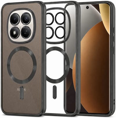 Hoesje geschikt voor Xiaomi Redmi Note 15 Pro Plus / Xiaomi Poco M8 Pro - Techsuit Luxury Crystal Back Cover - Geschikt voor MagSafe - Transparant/Zwart