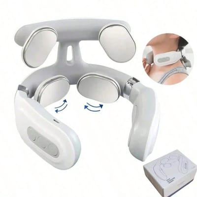 Draagbare Nek Schouder Massager USB Oplaadbare Lithium Batterij Slimme Ontspanning Cadeau voor Mannen Vrouwen wit