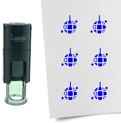 CombiCraft Stempel Discobol 10mm rond - blauwe inkt