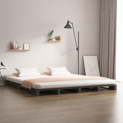 vidaXL - Palletbed - massief - grenenhout - grijs - 120x200 - cm