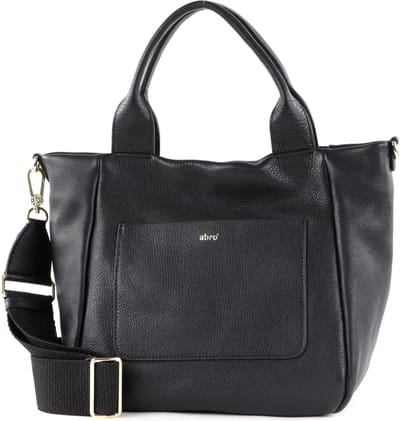 abro Leren Schoudertas Leather Dalia Shopper Raquel Small Black / Gold Zwart
