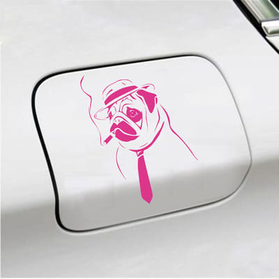 Bumpersticker - Hond Rokend - 10 X 13,6 - Roze