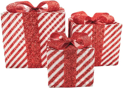 Housevitamin- Cadeau Set van 3 - Kerstcadeau 2025 - Relatiegeschenk - Led Lamp - Rood/Wit - 15cm/20cm/25cm