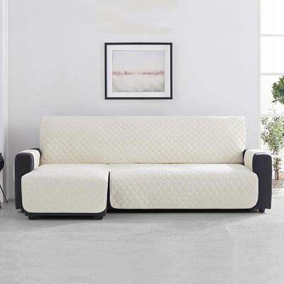 Belmarti Velvet chaise-longue bankbeschermer links - 200 cm - Ivoor