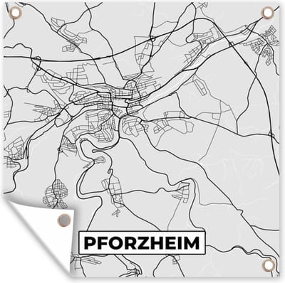 Tuin poster Stadskaart - Duitsland - Pforzheim - Kaart - Plattegrond - 200x200 cm - Tuindoek