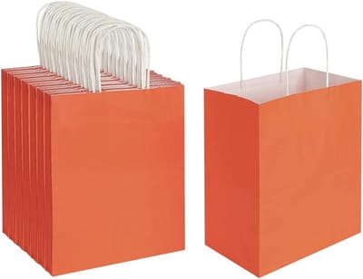100 Pack 20 x 10 cm Middelgrote Papieren Geschenkzakken met Handgrepen voor Verjaardagsfeestjes en Detailhandel
