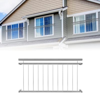 Balkon Balustrade - Franse Reling - Veiligheid Vergroten - Roestvrij Staal - 156x90cm - Zilver