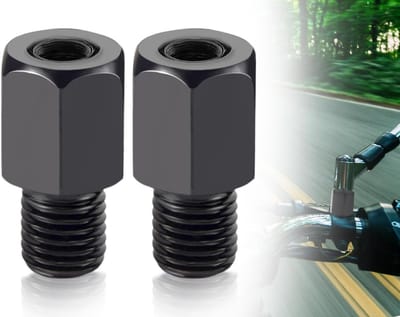 Set van 2 Universele Spiegeladapters M8 naar M10 voor Motorfiets en Moped, Zwart, Geschikt voor Diverse Merken