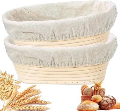Brood Bakmand - Rijsmand Linnen - Ambachtelijk Brood Bakken - Handgemaakt Rotan Ontwerp - 25 x 15 x 8 cm
