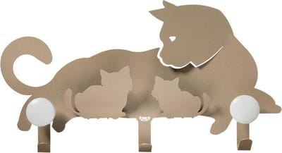 Arti - Mestieri - metalen - sleutelrek - kapstok - moederpoes - kitten - beige
