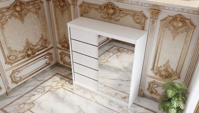 Kledingkast met Spiegel – Casa Velluto AuroraSlide 180 cm Schuifdeurkast – Witte Garderobekast met 5 Legplanken en Kledingstang – Scandinavisch Design – Slaapkamer Kast 180x215x58 cm