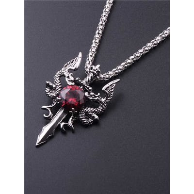1 Gotische Draak Water Diamanten Lange Ketting Dominante Retro Draakketting voor heren rood