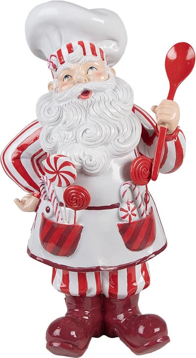 Clayre & Eef Kerstdecoratie Beeld Kerstman 47 cm Rood Wit Kunststof