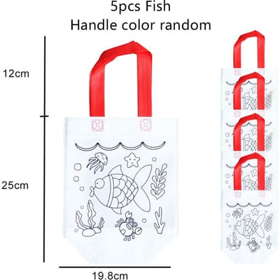 5 stuks Graffiti Tas Non-woven Kinderen Tekenen Handmatig DIY Kleuren Milieubescherming Kinderen Schilderen Puzzel Speelgoed Handtas TMZ