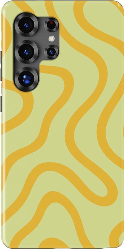 DripCase Curvy Lines Hoesje Samsung Galaxy S25 Ultra | Backcover met Mag | Design Tough Case Samsung Galaxy S25 Ultra Lemon Loop
