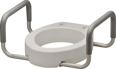 Toiletbril Verhoger - Zitverhoger Met Armen - Ondersteuning Zitten - Verstelbare Armleuningen - 59 x 35 cm - Wit