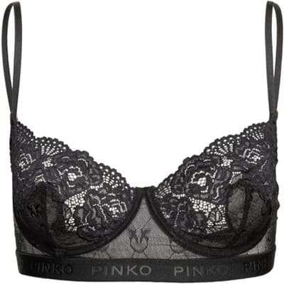 PINKO Regan Reggiseno Pizzo Indemagliato Jacquard C/logo Black Size: XS | Bras Outlet | Dames | Zwart