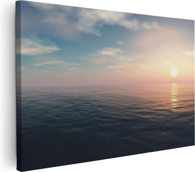 Artaza Canvas Schilderij Zonsondergang - 30x20 cm - Klein - Wanddecoratie Zee - Muurdecoratie Strand - Kamer Accessoires