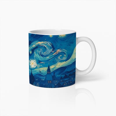 Sterrennacht Geïnspireerde Kunst Koffiemok – Van Gogh Stijl Keramische Beker voor Kunstliefhebbers