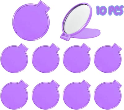 10 stuks - kleine ronde spiegel - mini ronde spiegel - paars - opvouwbaar - draagbare kleine spiegel - draagbaar en praktisch - geschikt voor touch-up - opvouwbare make-upspiegel - ontwerp met klapdeksel
