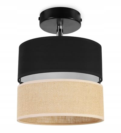 Light-Home JUTA – Plafondlamp/Wandlamp – Jute Kap 20 cm – Zwart – Modern