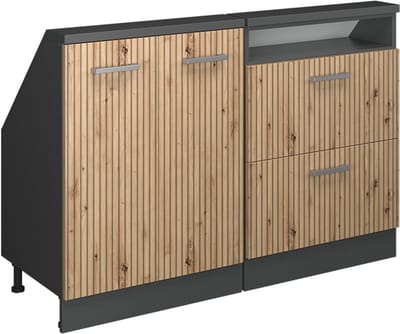 Vicco R-Line Keukenkast voor schuine wand – 120 cm Set van 2 Artisanaal eiken/antraciet