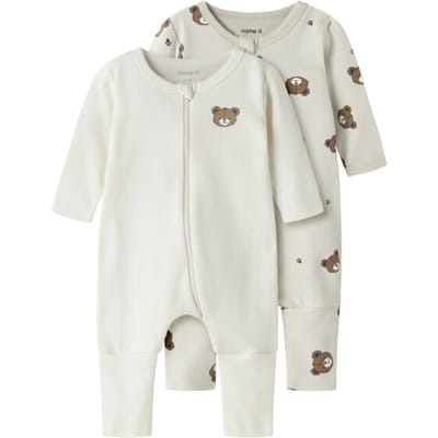 NAME IT - NBNNIGHTSUIT 2P ZIP FF PUMICE BEAR NOOS - Baby - Pyjamas