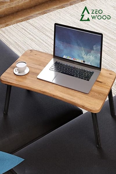 Zeo Wood Bedtafel - Laptoptafel - Bank Tafeltje - Ontbijttafeltje - Opvouwbaar - 59 x 35 x 24 cm