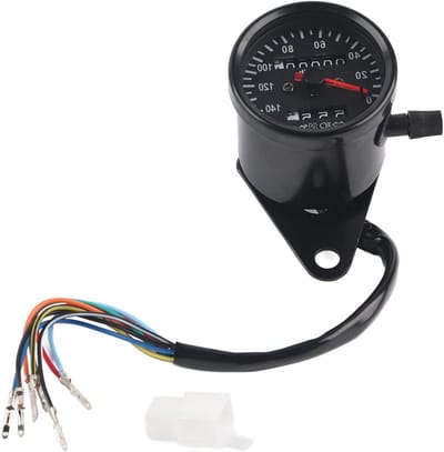 Kilometerteller motorfiets, Snelheidsmeter LED backlight, Dual Kilometerteller kit, Cafe Racer accessoire - 12V meterkit