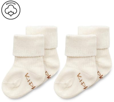 KipKep Blijf-Sokjes - OffWhite - Newborn, Prematuur - baby sokjes - 1 paar - zakken niet af - biologisch katoen