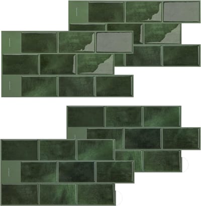 Dailygoods- Tegelstickers 30,5 x 15,3 cm - Zelfklevende Tegels - Plaktegels Keuken - Plaktegels Badkamer - Wandbekleding Groen - Set van 4 Stuks