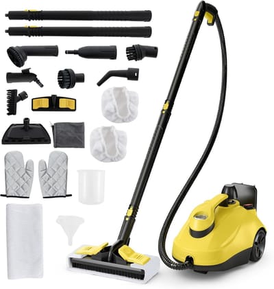 Stoomreiniger - Hogedrukreiniger - Grondig Reinigen - 160℃ Hoge Temperatuur - 18 Liter Tank - Wit Geel