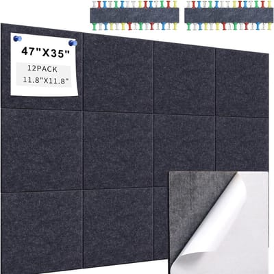 Akoestische Panelen van Vilt - 12 Stuks Geluidsdichte Wandpanelen met Kleefmiddel Black