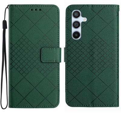 Coverup Hoesje - Geschikt voor Samsung Galaxy A56 Hoesje - Coverup Rhombus Book Case - Groen