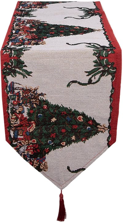 Clayre & Eef Tafelloper Kerst 33x180 cm Beige Polyester