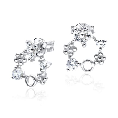 Joy|S - Zilveren classic bloem oorbellen kristal