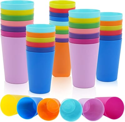 Ronte - Herbruikbare Plastic Bekers 24 stuks | 260 ml | Kinderen | Veelkleurig | Duurzaam | Buitenactiviteiten | Picknick | Barbecue.