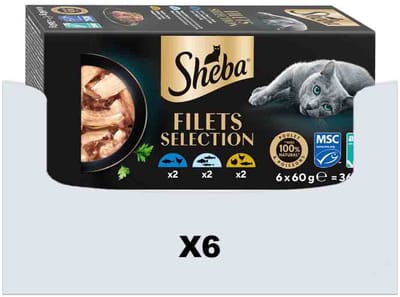 Sheba Kattenvoer Nat Filets Witte Vis in Saus Multipack - 6 x 6x60 gr - Voordeelverpakking