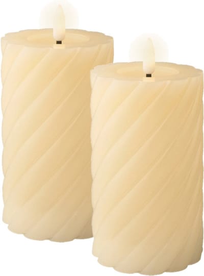 Lumineo Luxe LED kaarsen/stompkaarsen - 2x - creme wit - D7,5 x H15 cm - timer